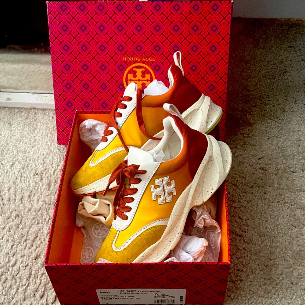 Tory Burch Vibrant Yellow and Red Sneakers